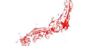 日本地図を人の住んでいる地域だけ着色→都市部への人口集中が如実に - ねとらぼ