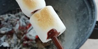 ポッキーにさして焼きマシュマロという天才的アイデアが発見される「コツは初めに少し溶かすこと」「全部たべられてすごい」 - Togetter