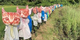 ドライブをしていたら狂気しかないカカシを見つけた→「儀式感強っ」「足を踏み入れると猫にされてしまう村」などホラー感漂う - Togetter