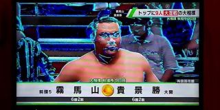 宿泊先のホテルのテレビがサイバーなバグり方をしており、電脳世界での相撲が中継されていた「おそらくSUMOU」「相撲が無修正…だと！？」 - Togetter