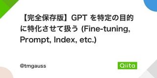 【完全保存版】GPTを特定の目的に特化させて扱う (Fine-tuning、Prompt、Index、etc.) - Qiita