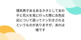 理系男子あるあるネタとして女の子と花火を見に行った際に炎色反応について語ってドン引きされるというものがありますが、あれは嘘です - Togetter
