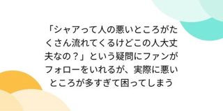 「シャアって人の悪いところがたくさん流れてくるけどこの人大丈夫なの？」という疑問にファンがフォローをいれるが実際に悪いところが多すぎて困ってしまう - Togetter