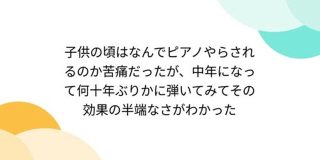 子供の頃はなんでピアノやらされるのか苦痛だったが、中年になって何十年ぶりかに弾いてみてその効果の半端なさがわかった - Togetter